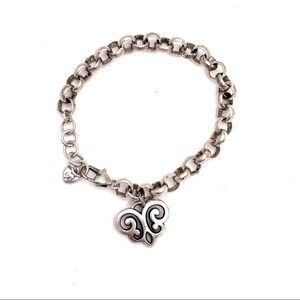 Silver chain bracelet with heart design charm